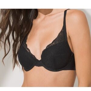 Soma Lightest Lift Lace Plunge Underwire Bra Black 34B